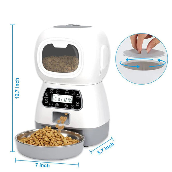 3.5Lit Smart Automatic Dog and Cat Feeder - Convenient and Reliable Solution for Timely Pet Meals