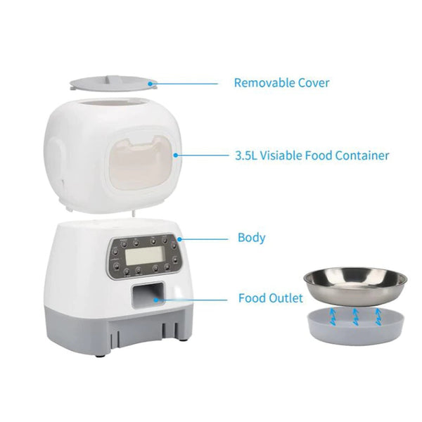 3.5Lit Smart Automatic Dog and Cat Feeder - Convenient and Reliable Solution for Timely Pet Meals