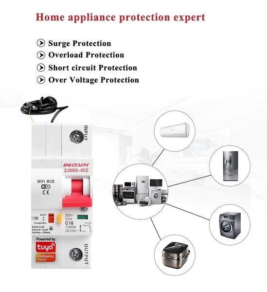 16Amp Smart Life(tuya) 1P Din Rail WiFi Smart Air Switch