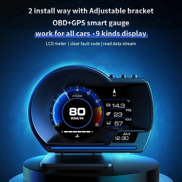 Smart Car OBD2 GPS Gauge HUD Head-Up Digital Display