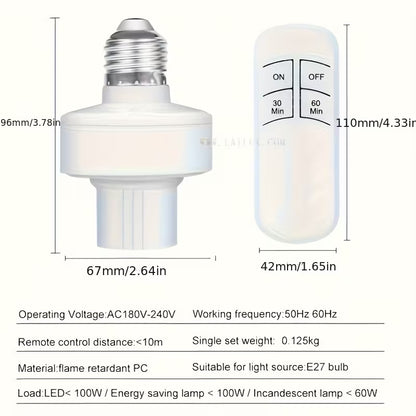 Smart Remote Control E27 Screw Base Lamp Timer Controller - Electromann SA