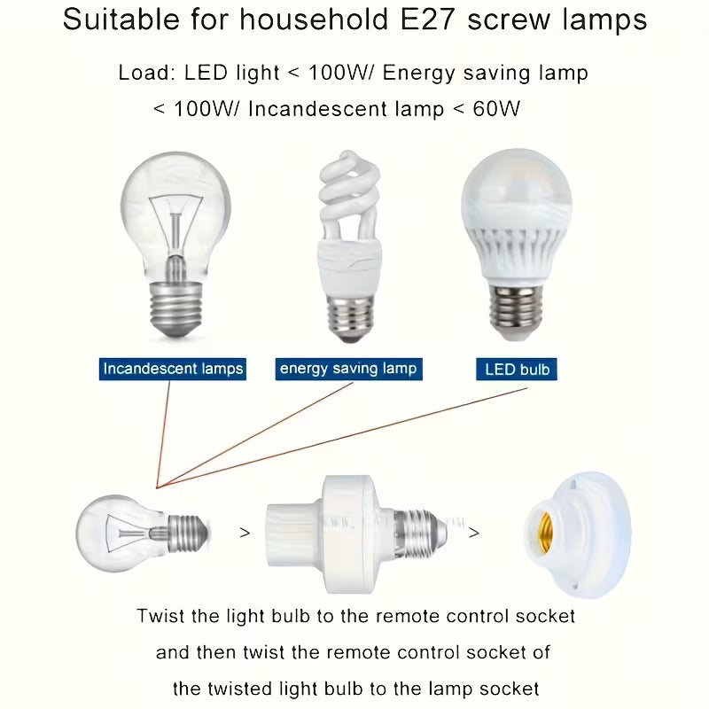 Smart Remote Control E27 Screw Base Lamp Timer Controller - Electromann SA