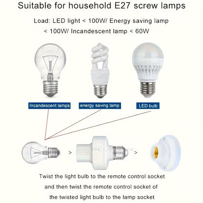 Smart Remote Control E27 Screw Base Lamp Timer Controller - Electromann SA