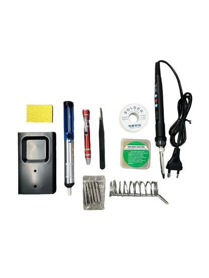 12pc Digital Electric Soldering Iron Kit with Adjustable Temperature and Display (10008954) - Electromann SA