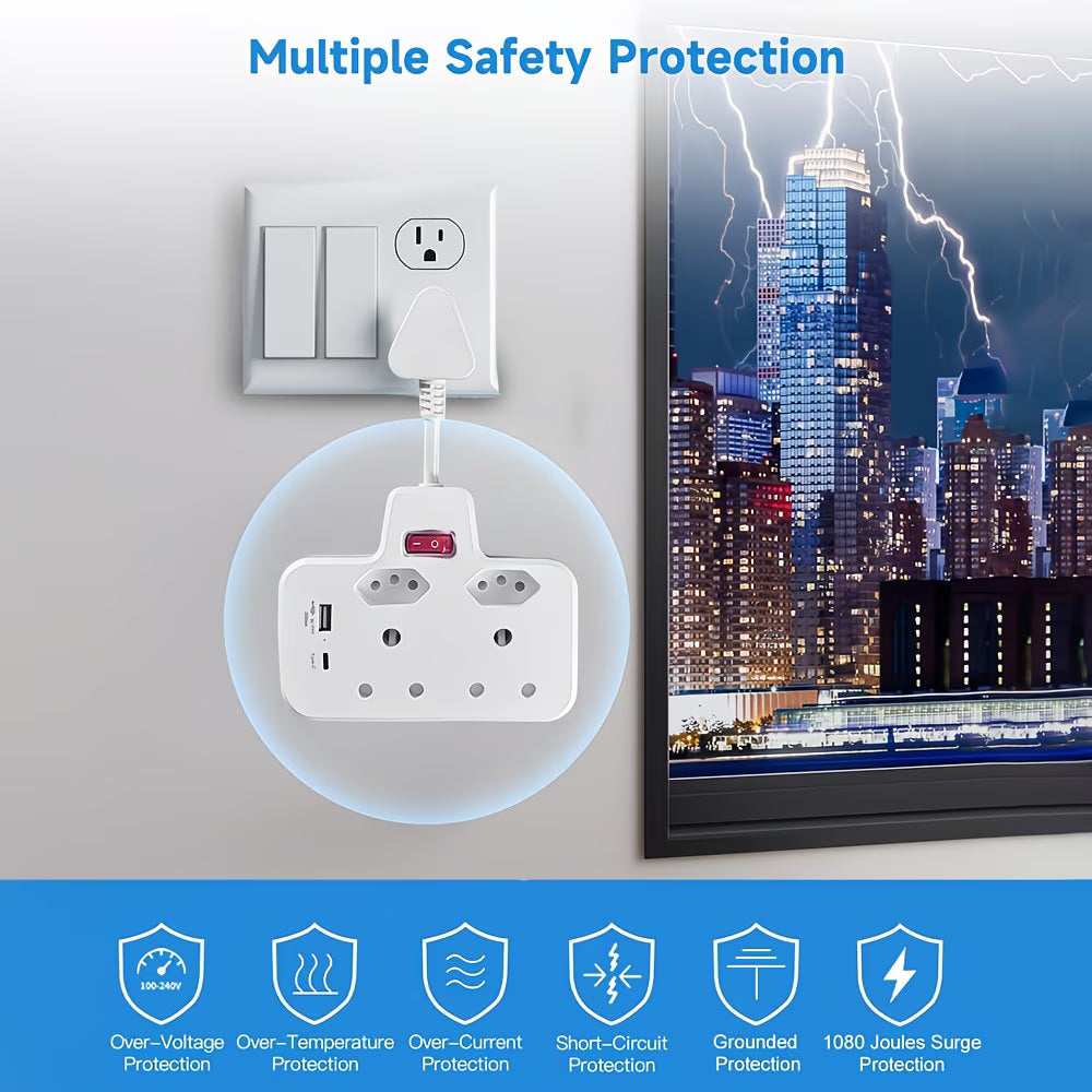 REDISSON RN-04 USB 4 Way Multiplug with USB+Type-C (10007511) - Electromann SA