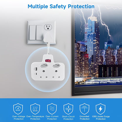 REDISSON RN-04 USB 4 Way Multiplug with USB+Type-C (10007511) - Electromann SA