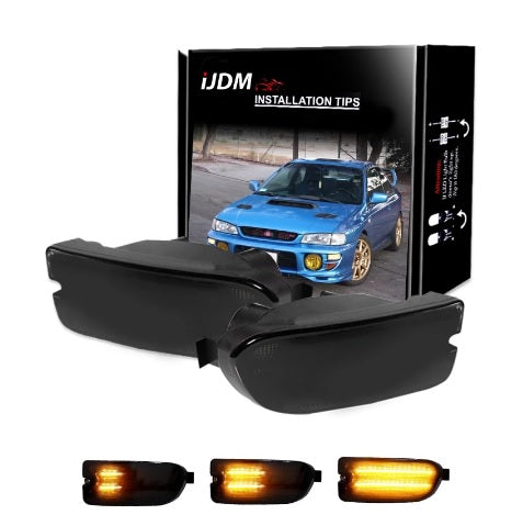 Front Bumper Sequential Amber Turn Signal Lights for Subaru GC8