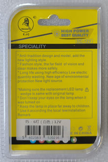 T5 6SMD 2016 Cool White Chip Canbus Car LED Bulb Kit (10005482) - Electromann SA