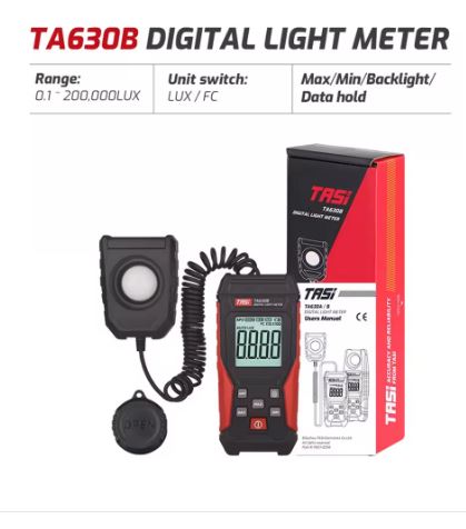 TA630B Digital Light Meter Illuminance Lux Meter with Backlight LCD Display - Electromann SA