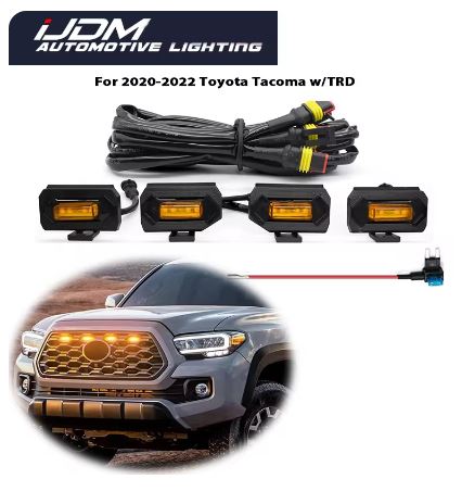 4PCS For 2020-2022 Toyota Tacoma TRD Sport White LED Front Grill Lights