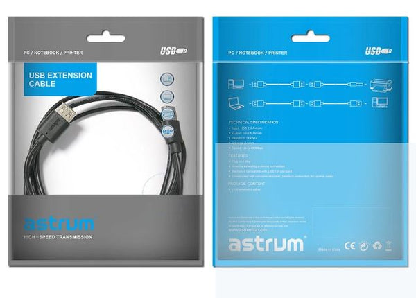 ASTRUM USB 2.0 Male to Female 3.0m Extension Cable – UE203 | Fast Data Transfer | Durable and Flexible