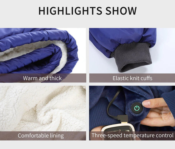 USB Electric Heated Hooded Blanket for Men and Women with Sleeves - Stay Warm and Cozy Anywhere