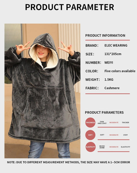 USB Electric Heated Hooded Blanket for Men and Women with Sleeves - Stay Warm and Cozy Anywhere