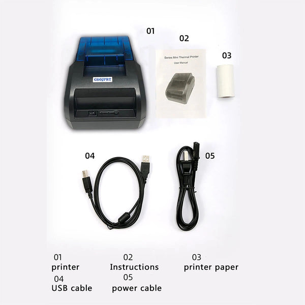 57x30mm USB+Bluetooth Wireless Thermal Pocket Receipt Printer 203DPI