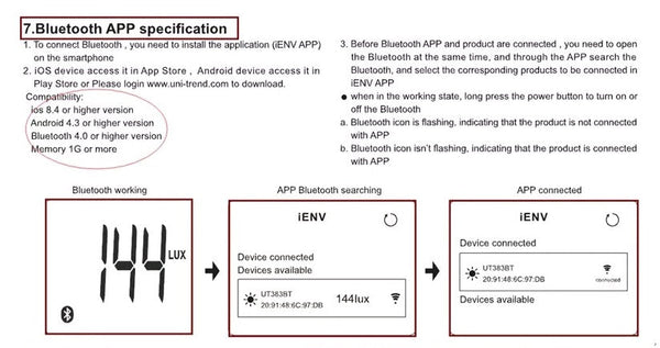 UNI-T UT383BT bluetooth Digital Luxmeter