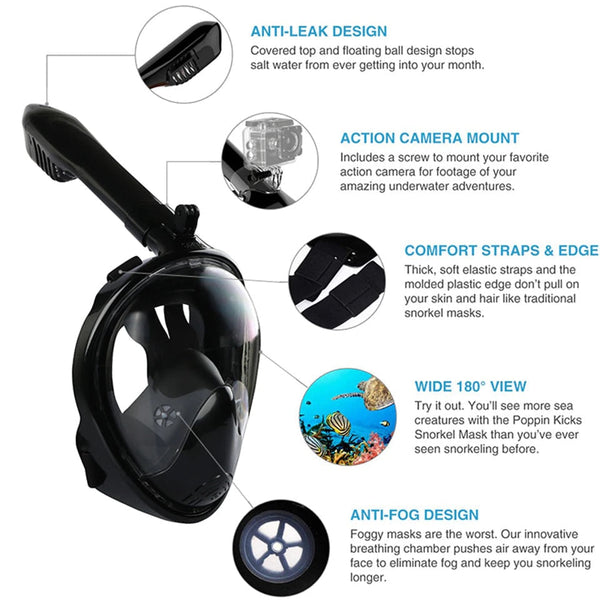 Underwater Scuba Diving Snorkling Anti Fog Full Face Mask