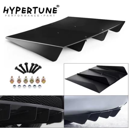 Hypertune - Universal Rear Bumper 4 Shark Fins Diffuser/Spoiler in Black ABS