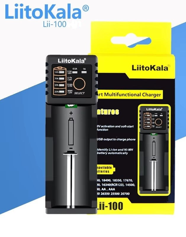 LiitoKala Lii-100 Charger For 18650/26650/16340/14500 LiFePO4 1.2V Ni-MH Ni-Cd Batteries