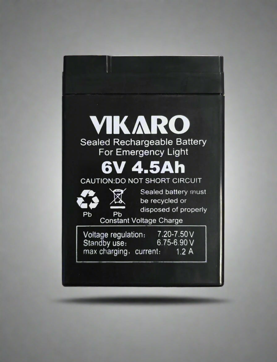 VIKARO 4.5ah 6v Rechargeable Solar Battery - High-Quality Battery for Solar-Powered Systems - Electromann SA