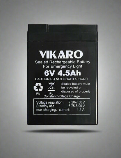 VIKARO 4.5ah 6v Rechargeable Solar Battery - High-Quality Battery for Solar-Powered Systems - Electromann SA