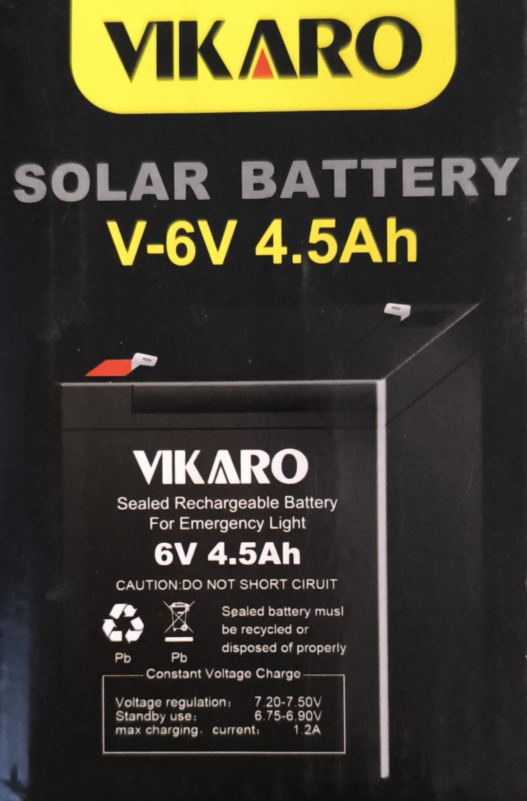 VIKARO 4.5ah 6v Rechargeable Solar Battery - High-Quality Battery for Solar-Powered Systems - Electromann SA