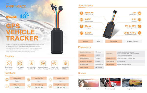 VT08F DIY 4G Lte GPS Live Web Based and Mobile App  Vehicle Tracker