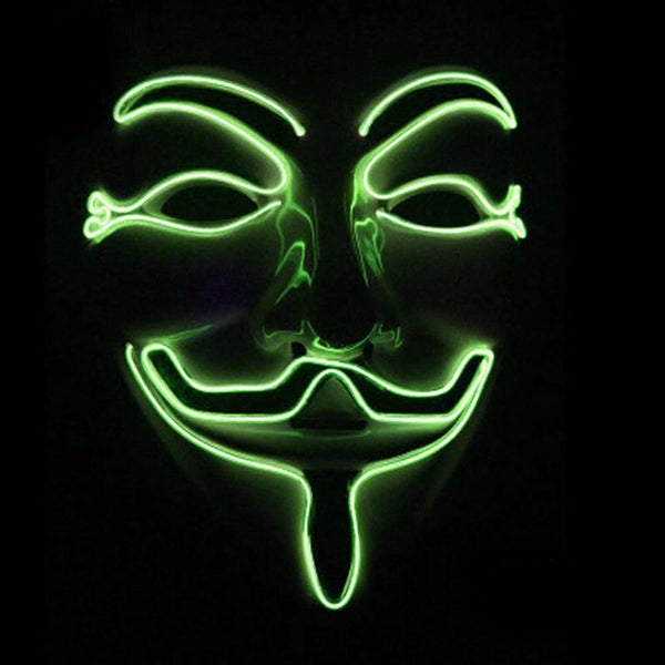 Vendetta EL-Wire Light Up Party Mask - BLUE