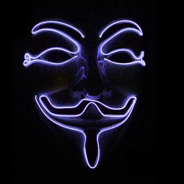 Vendetta EL-Wire Light Up Party Mask - WHITE