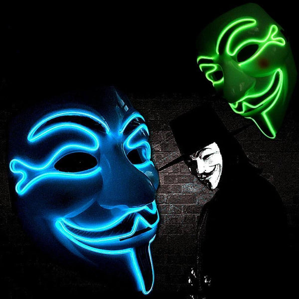 Vendetta EL-Wire Light Up Party Mask - GREEN