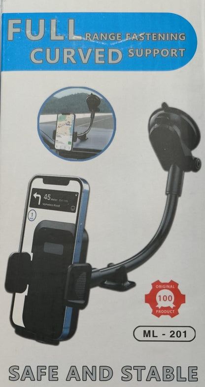 Premium Car Mobile Phone Holder - Full Curved with Flexible Arm (10007742) - Electromann SA