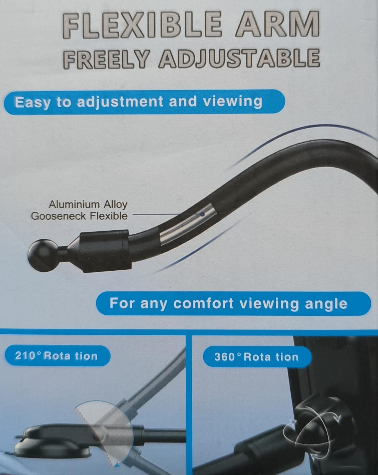 Premium Car Mobile Phone Holder - Full Curved with Flexible Arm (10007742) - Electromann SA