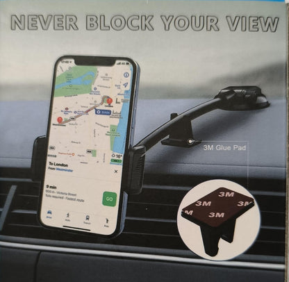 Premium Car Mobile Phone Holder - Full Curved with Flexible Arm (10007742) - Electromann SA