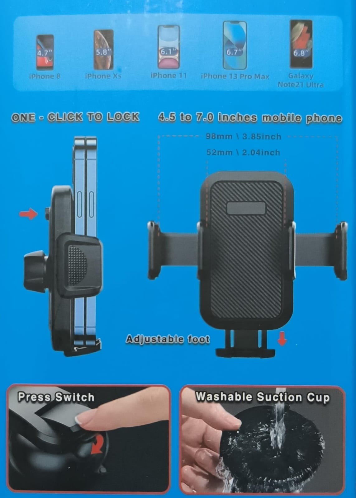 Premium Car Mobile Phone Holder - Full Curved with Flexible Arm (10007742) - Electromann SA