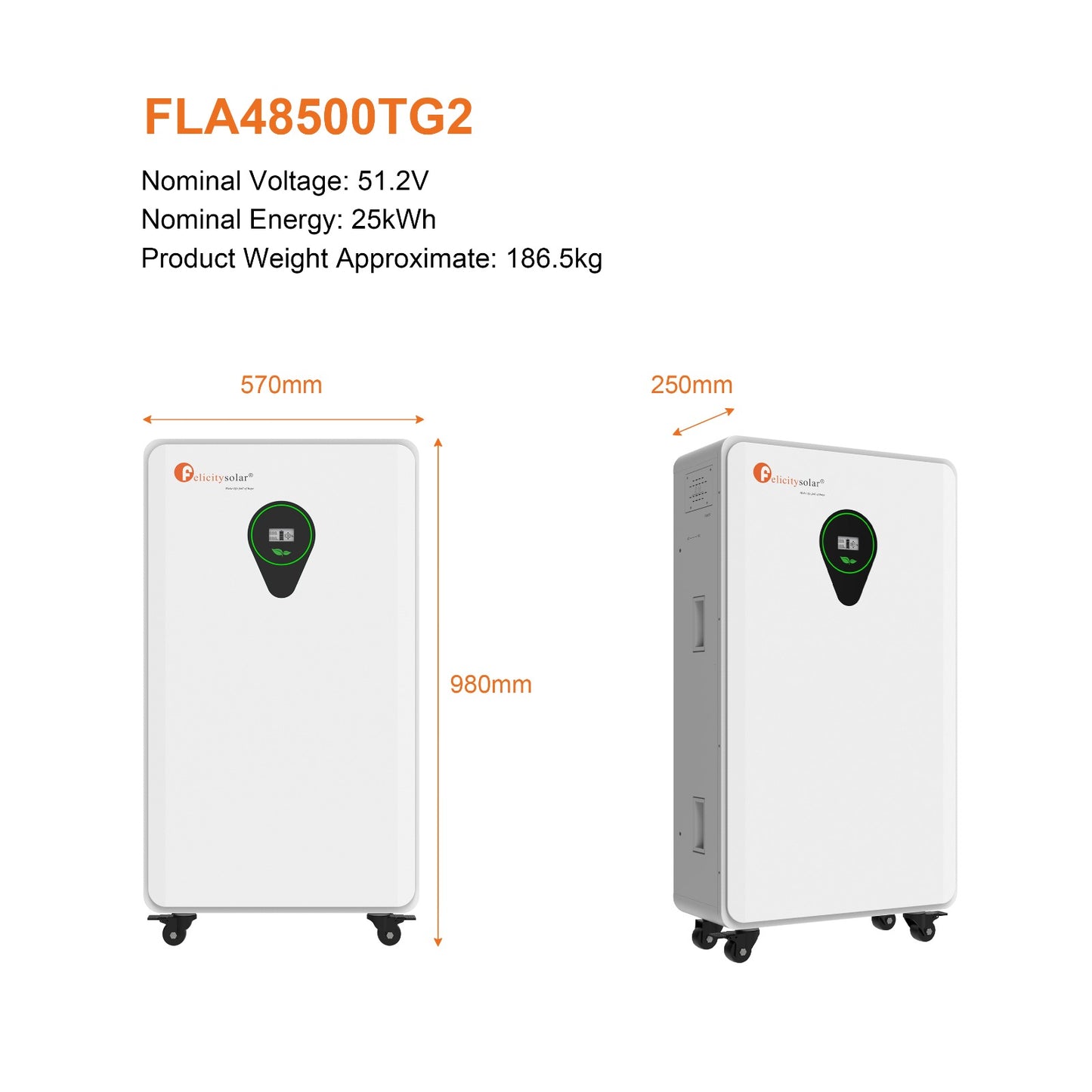 Felicity Solar 25kWh 48V 500Ah LiFePO₄ Floor Mount Lithium Battery (FLA Series) (10009049)