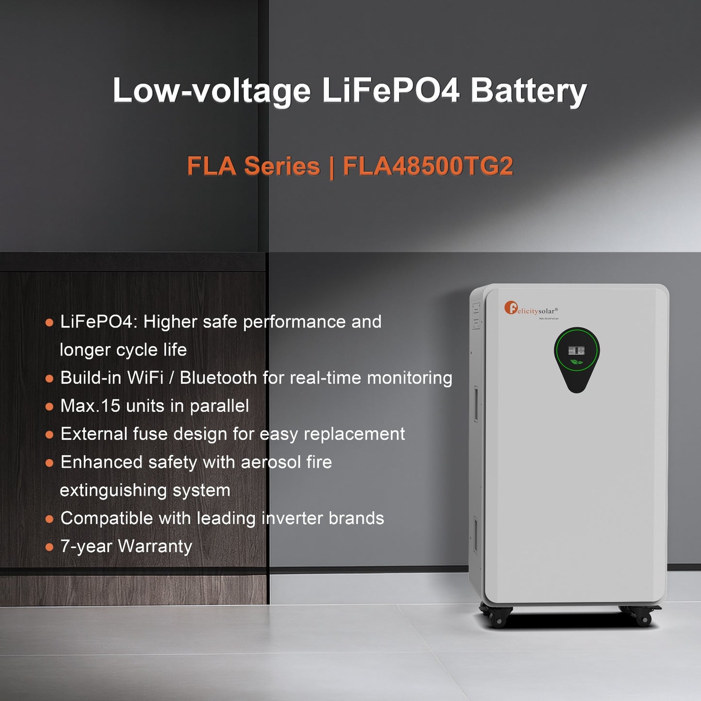 Felicity Solar 25kWh 48V 500Ah LiFePO₄ Floor Mount Lithium Battery (FLA Series) (10009049)