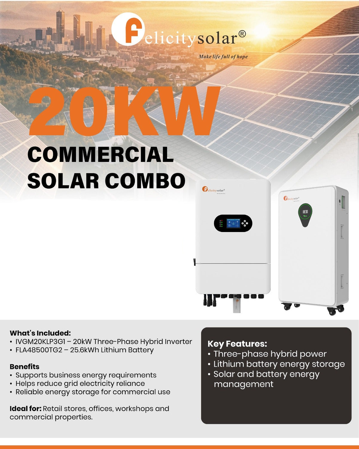Felicity Solar 20kW 48V Inverter and Battery Combo (10008467)