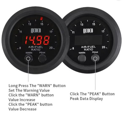Universal 12V 52MM Air Fuel Ratio Gauge Ultra-Thin Round S-Series (10008963) - Electromann SA