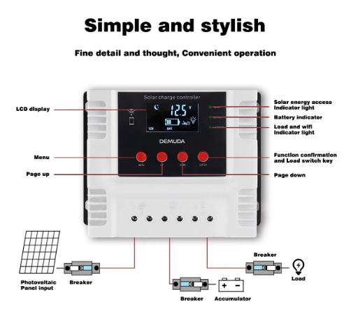 Efficient and Convenient Smart Wifi Solar Charge Controller for 12V/24V/48V 50A Lithium and Lead-Acid Batteries