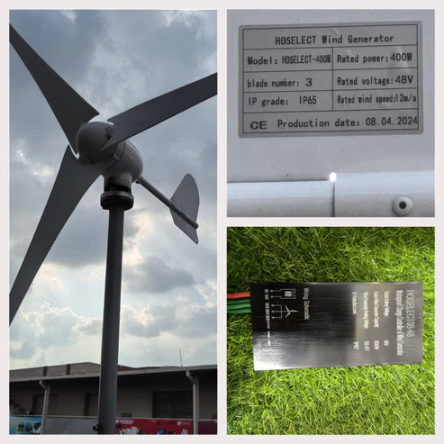 400W 3 Blades 48V Wind Turbine with Charge Controller (10008912) - Electromann SA