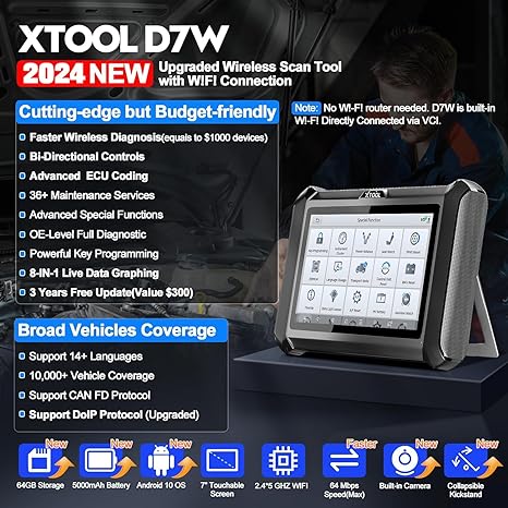 XTOOL D7W Automotive Bidirectional Wireless Wifi Diagnostic Scan Tool