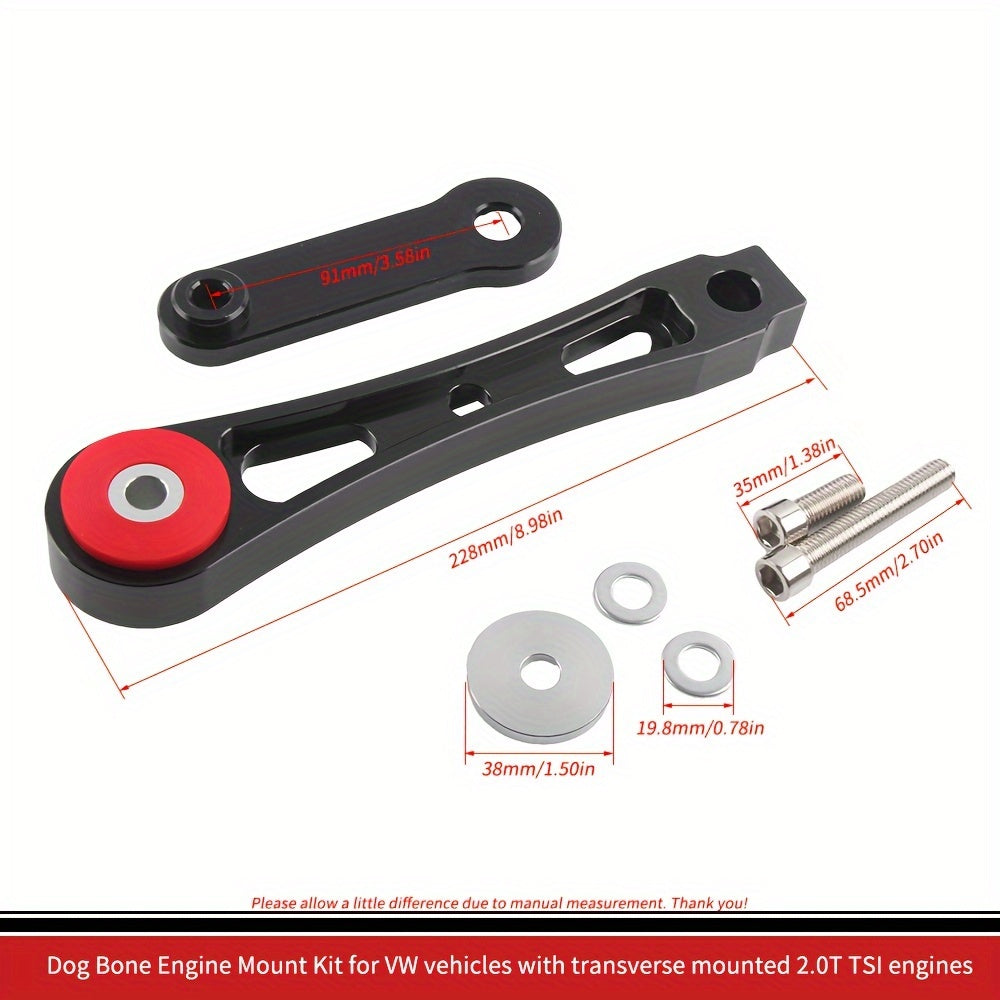 1pc VW Dog Bone Engine Mount Kit, Front Position, Compatible with Transverse 2.0T Engines, Includes Mount Body, Aluminum Washers, and Torque Mount Bolt (10007657) - Electromann SA
