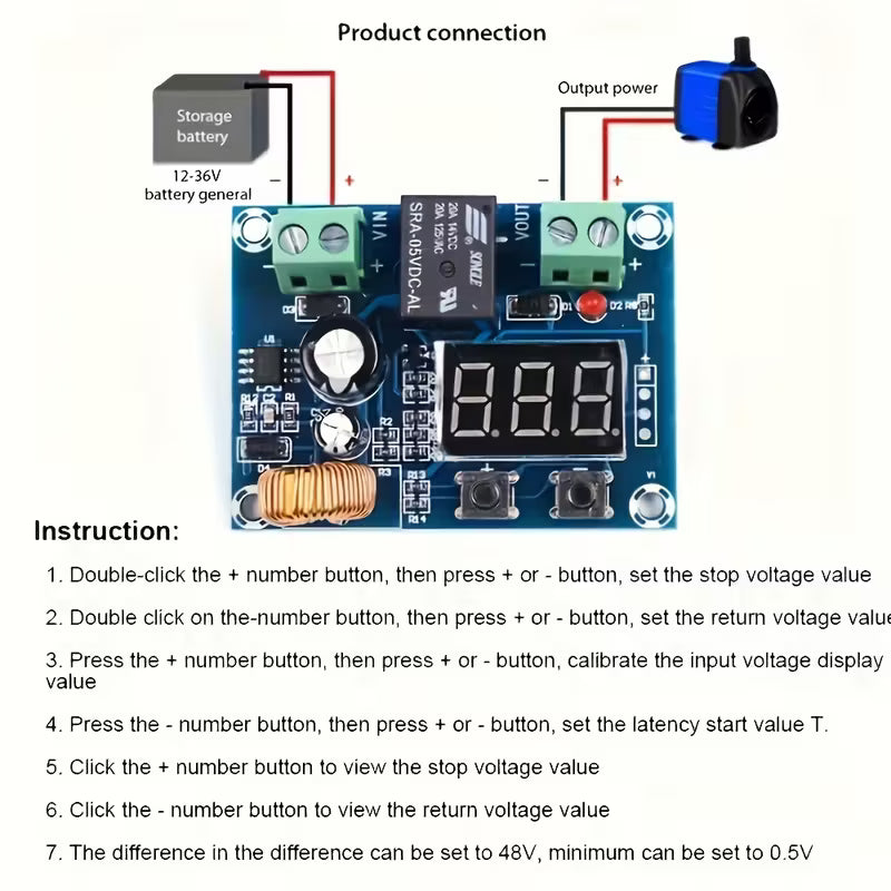 XH-M609 Battery Low Voltage Disconnect Switch with LED Display (10005416) - Electromann SA
