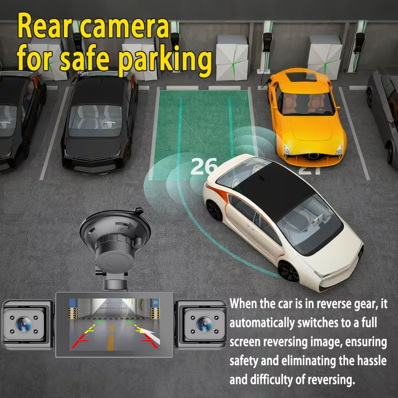 360° Car Dash Cam, 1080P Front + 480P Left Right Rear Camera (10007837) - Electromann SA