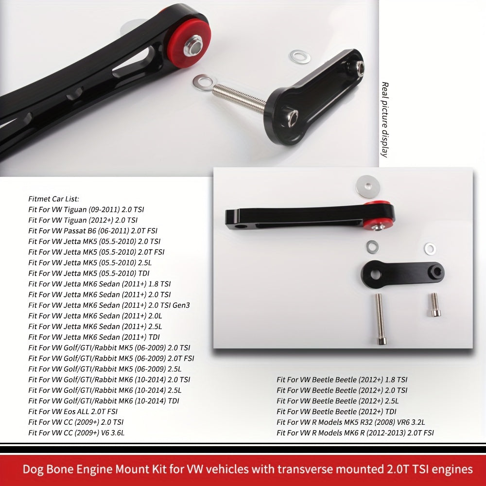 1pc VW Dog Bone Engine Mount Kit, Front Position, Compatible with Transverse 2.0T Engines, Includes Mount Body, Aluminum Washers, and Torque Mount Bolt (10007657) - Electromann SA