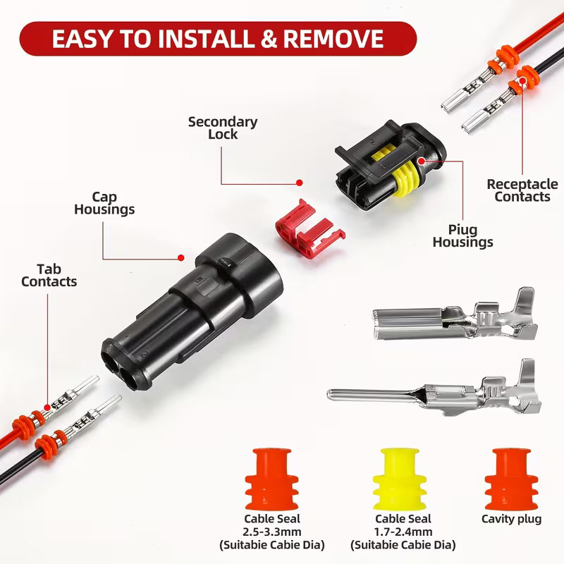 352pcs Waterproof Electrical Wire Connector 1/2/3/4 Pin Kit - Electromann SA