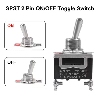 D-FLIFE Heavy-Duty Copper Alloy 15A 250V 2-Pin SPST On/Off Toggle Switch (10003985) - Electromann SA