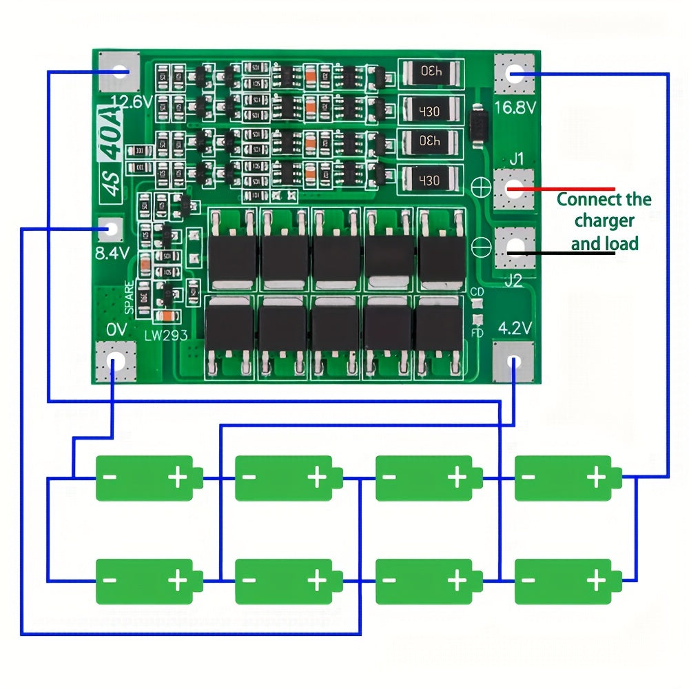 3S/4S 40A/60A Li-ion Lithium Battery Charger Protection Board for 18650  Cells - Electromann SA