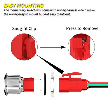 19mm 20A Large Current Metal Momentary Push Button Switch (10008257) - Electromann SA
