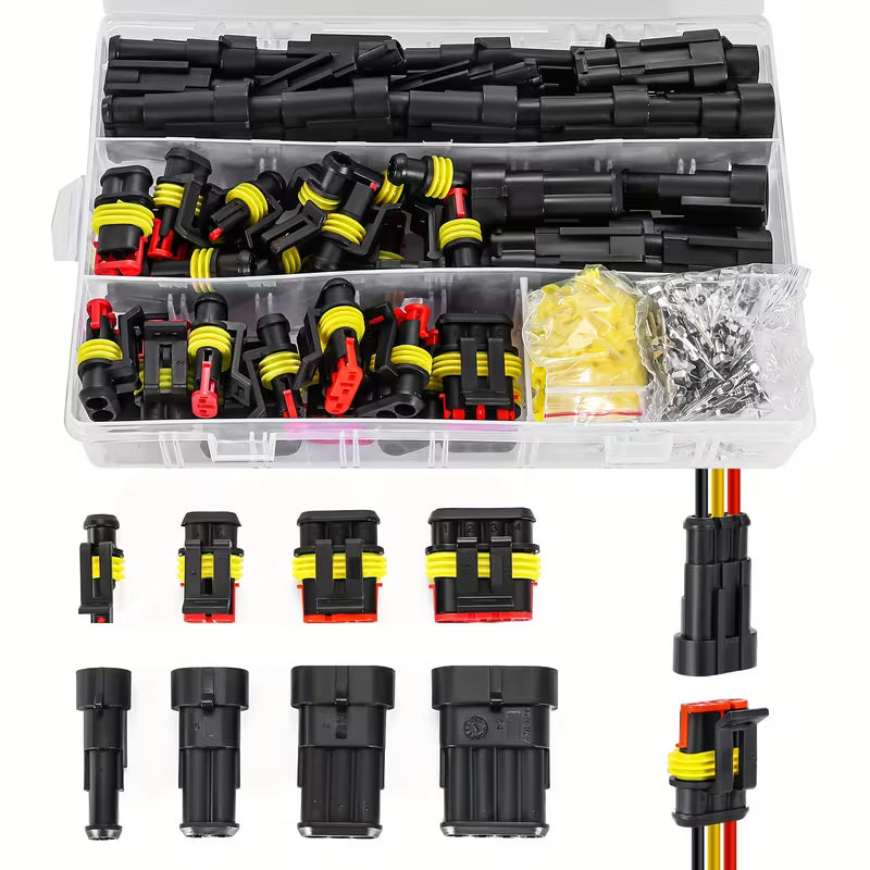 352pcs Waterproof Electrical Wire Connector 1/2/3/4 Pin Kit - Electromann SA