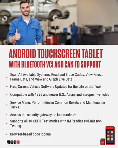 Autel MaxiDiag MD909 Pro Advanced All-Systems Diagnostic Tablet | Wireless + Free Lifetime Software - Electromann SA